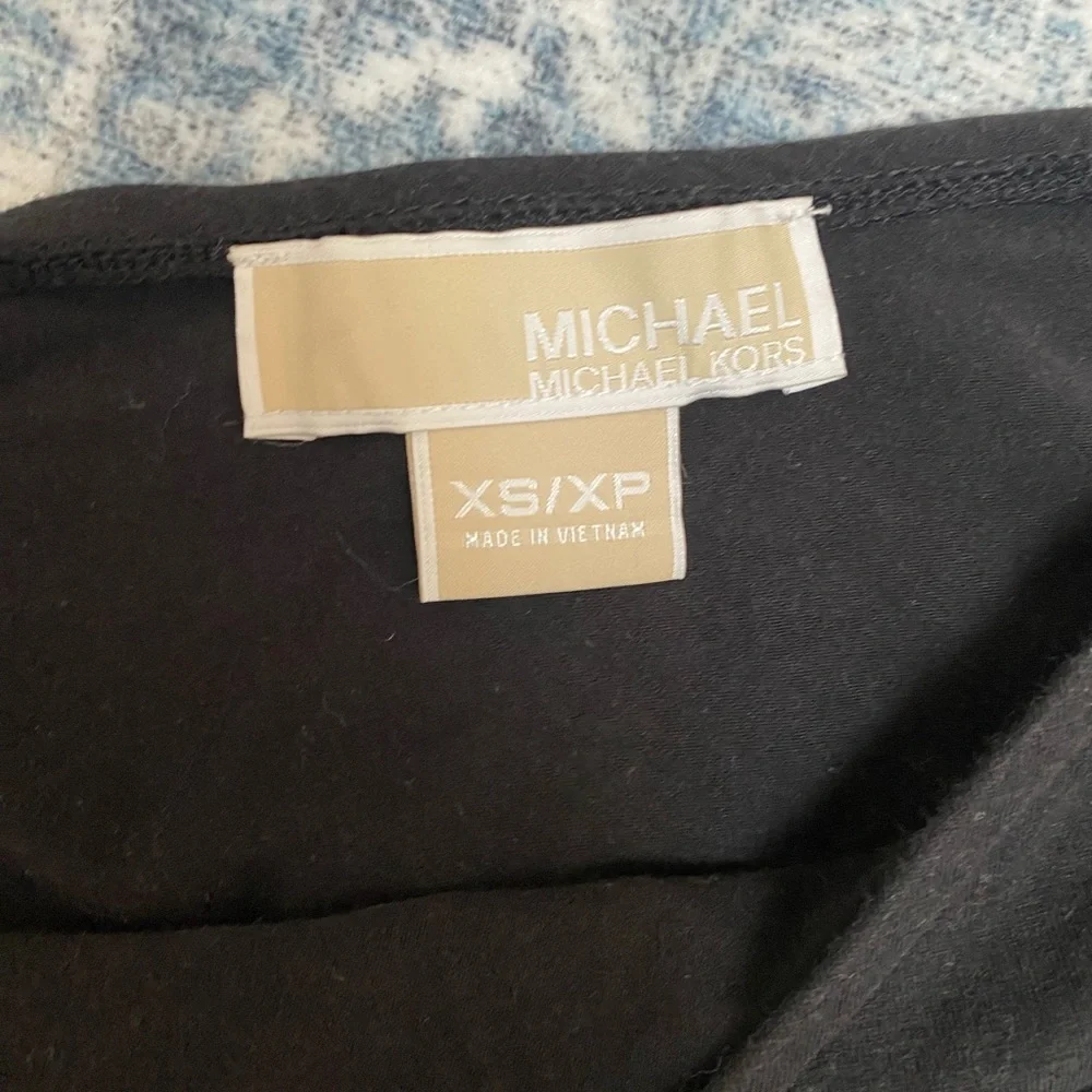 Michael Kors Black One-Shoulder Tank with Gold Zip Detail - XS
